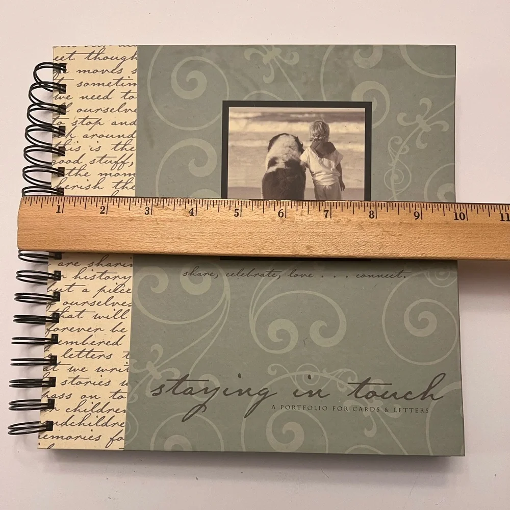 Unique Green & Cream Portfolio for Cards & Letters a Pocket for Each Month NWOT